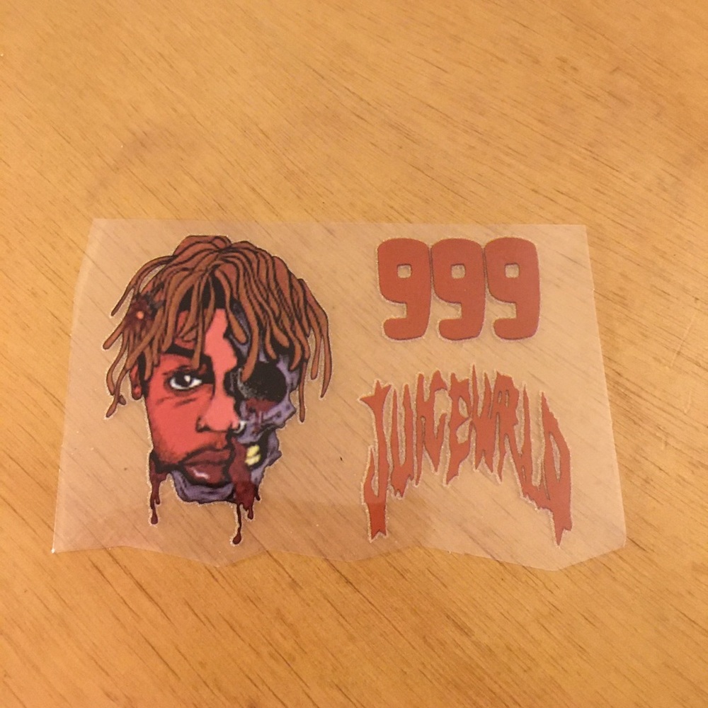 New 3pc Juiceworld 999 Iron On 3M Reflective Heat Transfers Decals Nike Air 1